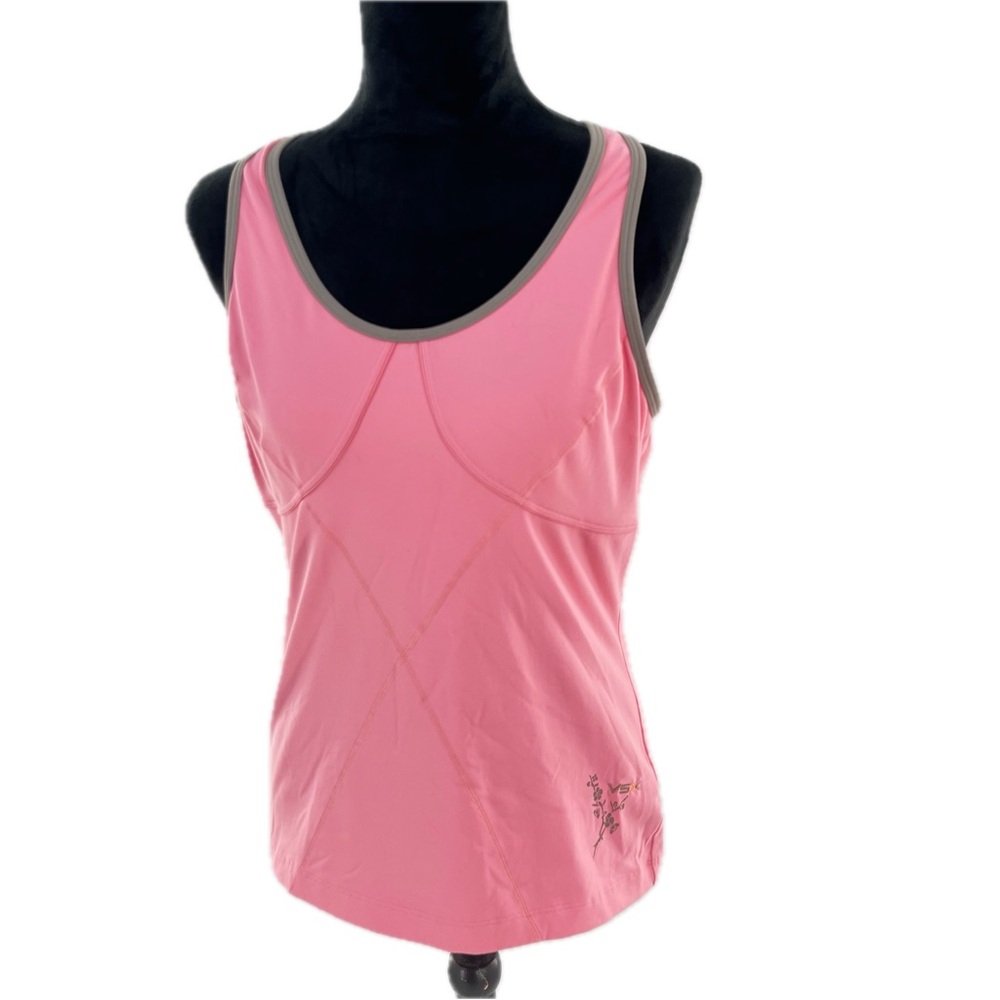 Victoria's Secret Sport VSX Racerback Workout Tank Pink/Gray w/Shelf Bra Size L